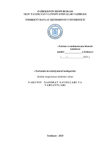 Итоговые вопросы по управлению инвестициями в туризме (магистратура)