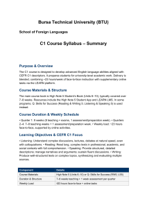 Bursa Technical University C1 English Course Syllabus Summary