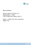 GCSE Maths 1MA1 Paper 1H Non-Calculator Mark Scheme - Pearson Edexcel