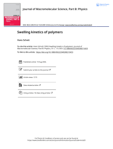 Swelling Kinetics of Polymers: First and Second-Order Models
