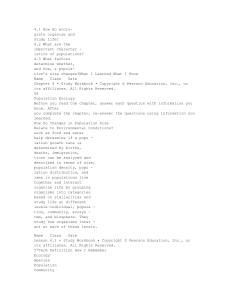 Population Ecology Study Workbook: Organizing & Describing Life