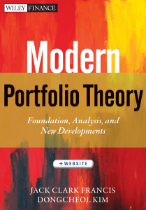 Modern Portfolio Theory: Foundations, Analysis, Developments