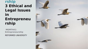 Ethical and Legal Issues in Entrepreneurship