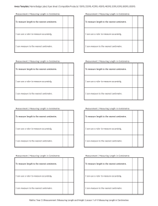 Year 2 Maths: Measuring Length in Centimetres Worksheet & Objectives