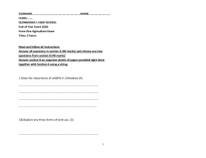 Form One Agriculture Exam 2022 - Glennorah 1 High School