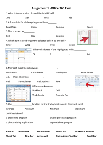 Excel Assignment 1: Office 365 Basics & Formulas Quiz for Students