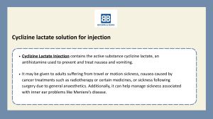 Cyclizine lactate solution for injection
