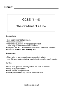 Gradient of a Line Worksheet - GCSE Maths Practice