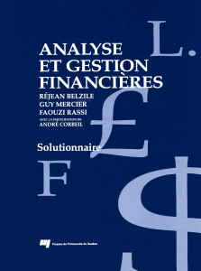 Analyse et Gestion Financi&egrave;res - Solutionnaire