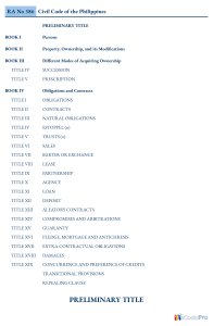 Civil Code of the Philippines (RA 386) - Preliminary Title & Books