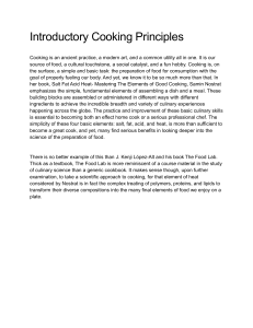 Introductory Cooking Principles: Culinary Science & Food Transformation