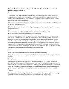 Holographic Will Probate: Photostatic Copy Admissibility - Rodelas v. Aranza