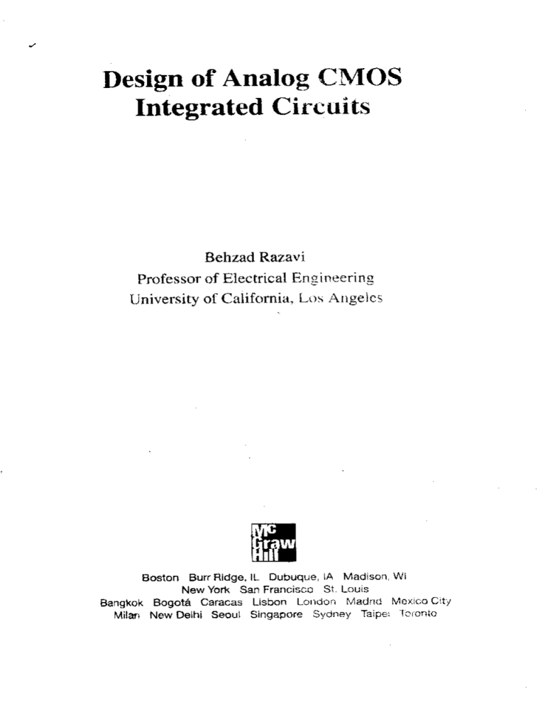 Analog Razavi Errata: Design of Analog CMOS Integrated Circuits by Behzad Razavi