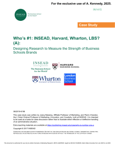INSEAD Case Study: Measuring Business School Brand Strength