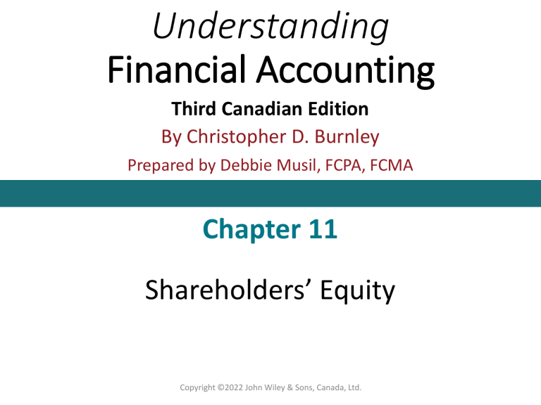 Understanding Financial Accounting Shareholders Equity Chapter 11