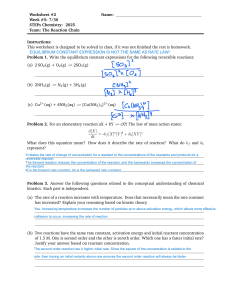 Chemistry Kinetics & Equilibrium Worksheet | Rate Laws & ICE Tables