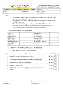 7UT613 Transformer Biased Diff Relay Commissioning Test Format