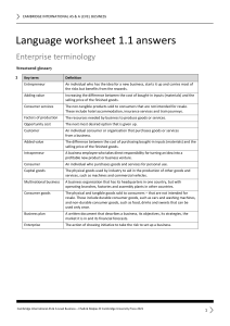 Cambridge AS & A Level Business: Enterprise Terminology Glossary