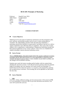 BUSS 205: Principles of Marketing Syllabus - Korea University