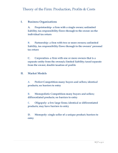 Theory of the Firm: Production, Profits & Costs