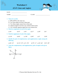 Lines and Angles Geometry Worksheet 1 | Middle School Math Practice