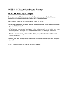 ENG 101 Week 1 Discussion: Reader/Writer Reflection & Skills