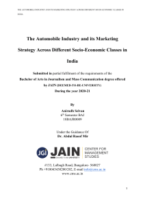 Automobile Marketing Strategy in India: Socio-Economic Class Analysis