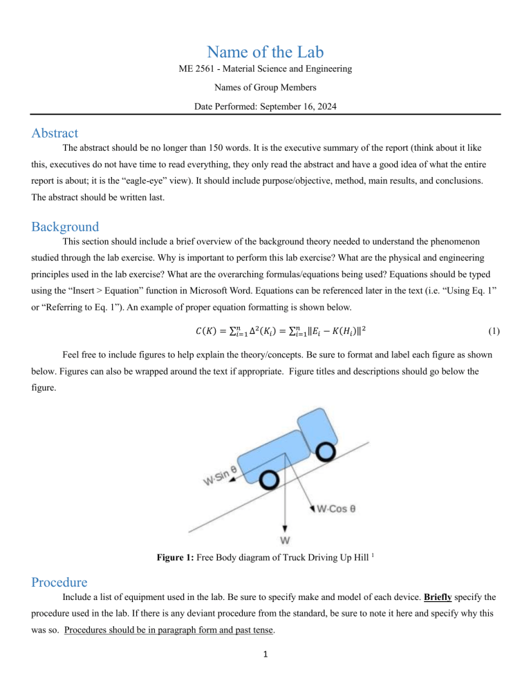 ME 2561 Material Science & Engineering Lab Report Guidelines