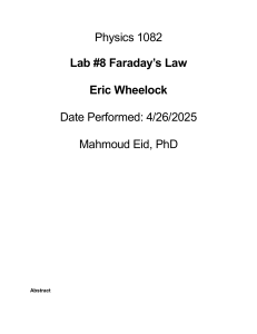 Physics 1082 Lab Report: Faraday's Law & Self-Inductance Circuits