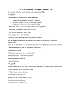 Social Psychology Exam 3 Review Guide (Chapters 7-9)