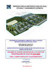 Dise&ntilde;o Planta Recuperaci&oacute;n Agua Quitumbe: Hidr&aacute;ulico y Electromec&aacute;nico
