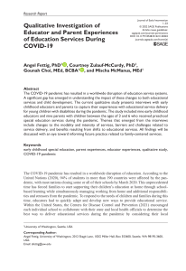 COVID-19 Education: Educator & Parent Experiences