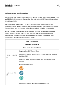 Schulich MBA Ineō Orientation Schedule 2025 | New to Canada & Launch