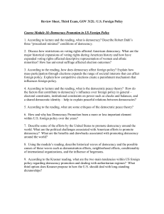 U.S. Foreign Policy Exam Review: Democracy, Trade, Finance, Environment