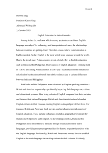English Education in Asian Countries: India vs. Philippines Analysis