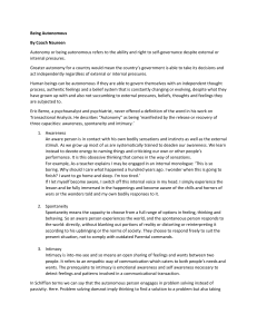 Being Autonomous: Awareness, Spontaneity & Intimacy in Psychology