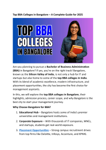 Top BBA Colleges in Bangalore 2025: Your Complete Guide