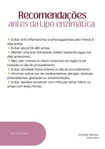 Recomenda&ccedil;&otilde;es antes da Lipo enzim&aacute;tica: Guia de Paciente