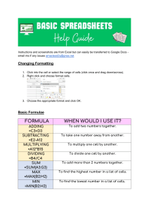 Basic Spreadsheets Help Guide: Formatting, Formulas & Functions
