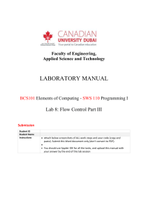 Python For Loops Lab Manual: Flow Control Part III - Programming I