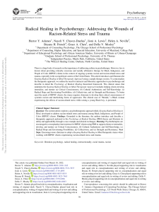 Radical Healing in Psychotherapy: Addressing Racism-Related Stress & Trauma