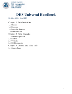 DHS Universal Handbook: Mission, Divisions, Promotions & Field Etiquette