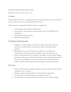 LAU Student Employment Procedure: Rules, Budgeting & Process (2011)