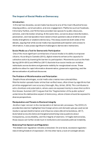 Social Media's Impact on Democracy: Participation, Misinformation, Regulation