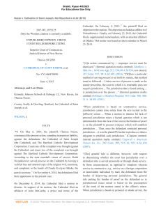 Nuzzo v. Cathedral of Saint Joseph (2015) - Personal Jurisdiction Case