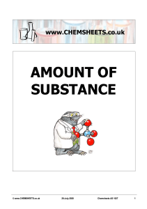 Amount of Substance Chemistry: Formulas & Equations Worksheet (AS Level)