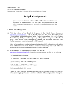 ECON 482 International Finance: Analytical Assignments & Data Analysis