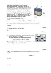 Electrochemistry: Batteries & Redox Reactions Worksheet