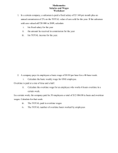 Mathematics Salaries and Wages Worksheet - Income Calculation Problems