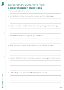 Anne Frank Comprehension Questions & Answers | Extraordinary Lives